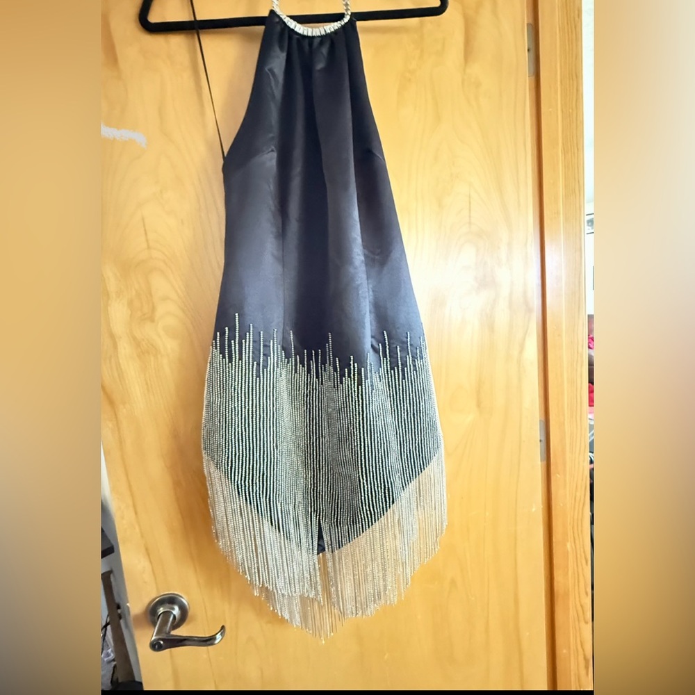 Retrofete Elegant Black and Silver Fringe Dress - Picture 15 of 16